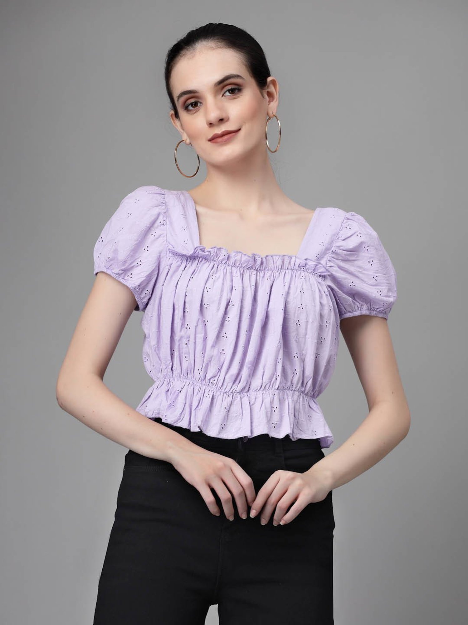 Global Republic Lilac Embroidered Top