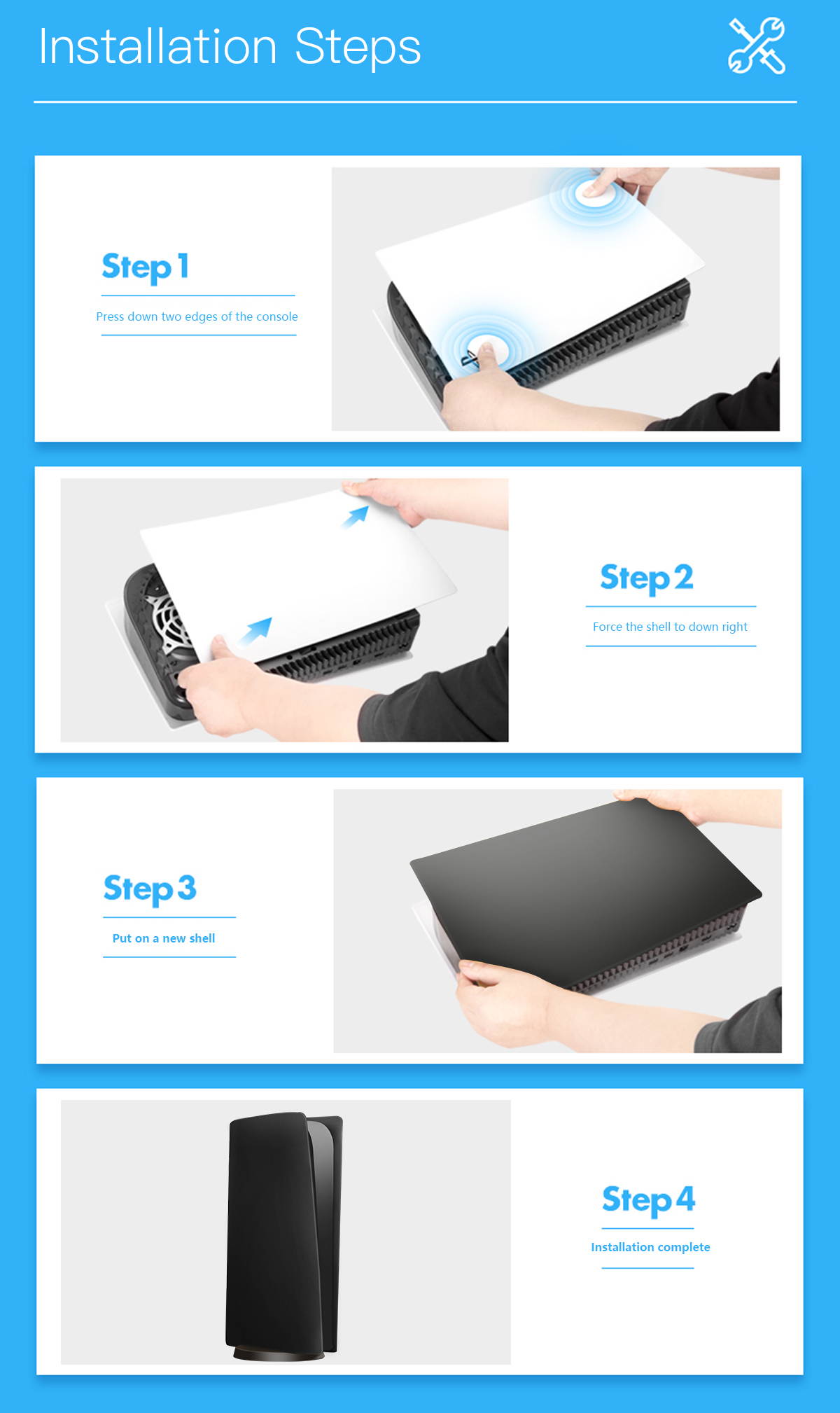 PS5 Console Cover Shell,  PS5 Skin Faceplate Replacement Plates, ABS Anti-Scratch Dustproof Protective Skins Gaming Accessories for Sony Playstation 5 Game Console Digital Edition &ndash;Black