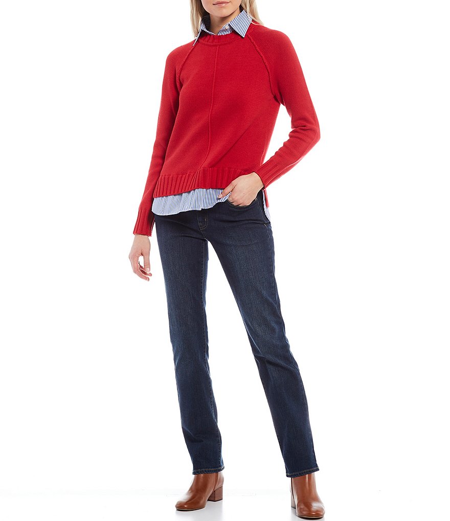 Lauren Ralph Lauren Petite Size Gristen Cotton Twofer Sweater