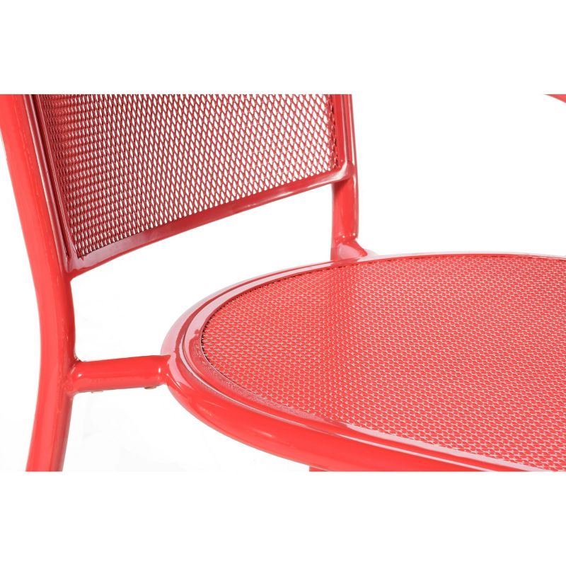 Wrought Iron Martini 3pc Dining Bistro Set with Round Table & 2 Stackable Chairs - Alfresco Home