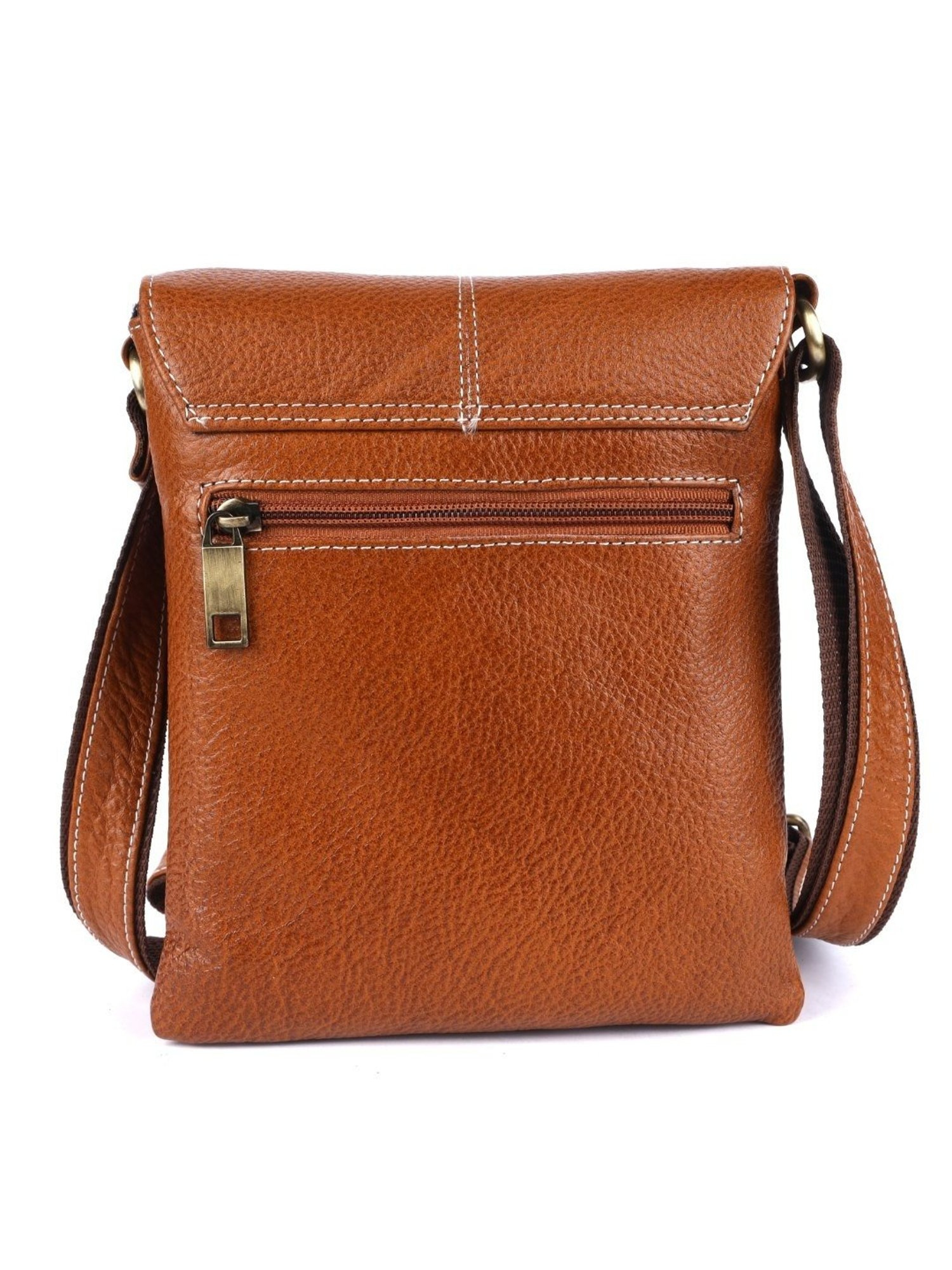 HiLEDER Brown Textured Small Leather 8 inch Cross Body Bag