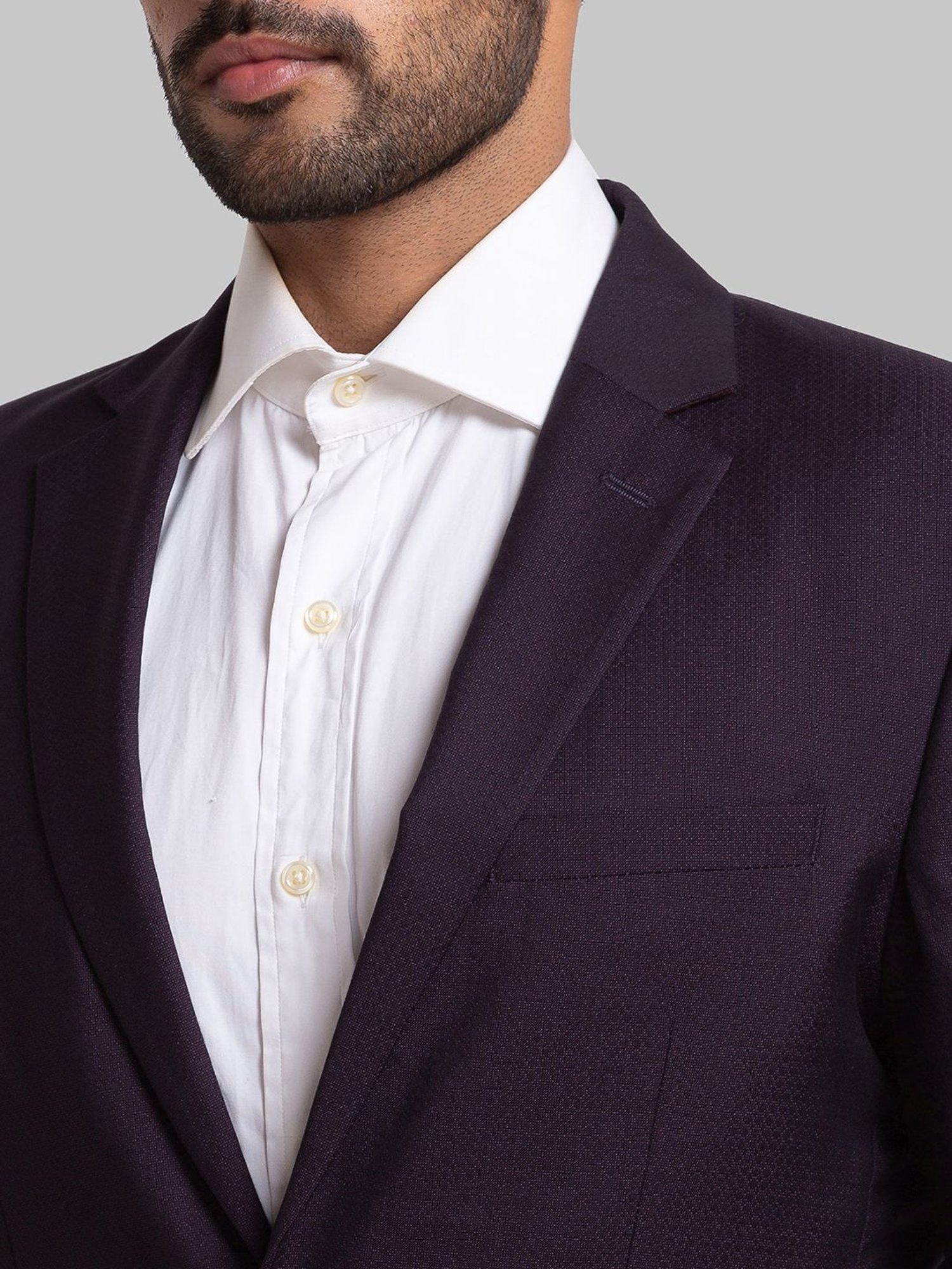 Parx Maroon Regular Fit Self Pattern Two Piece Suit