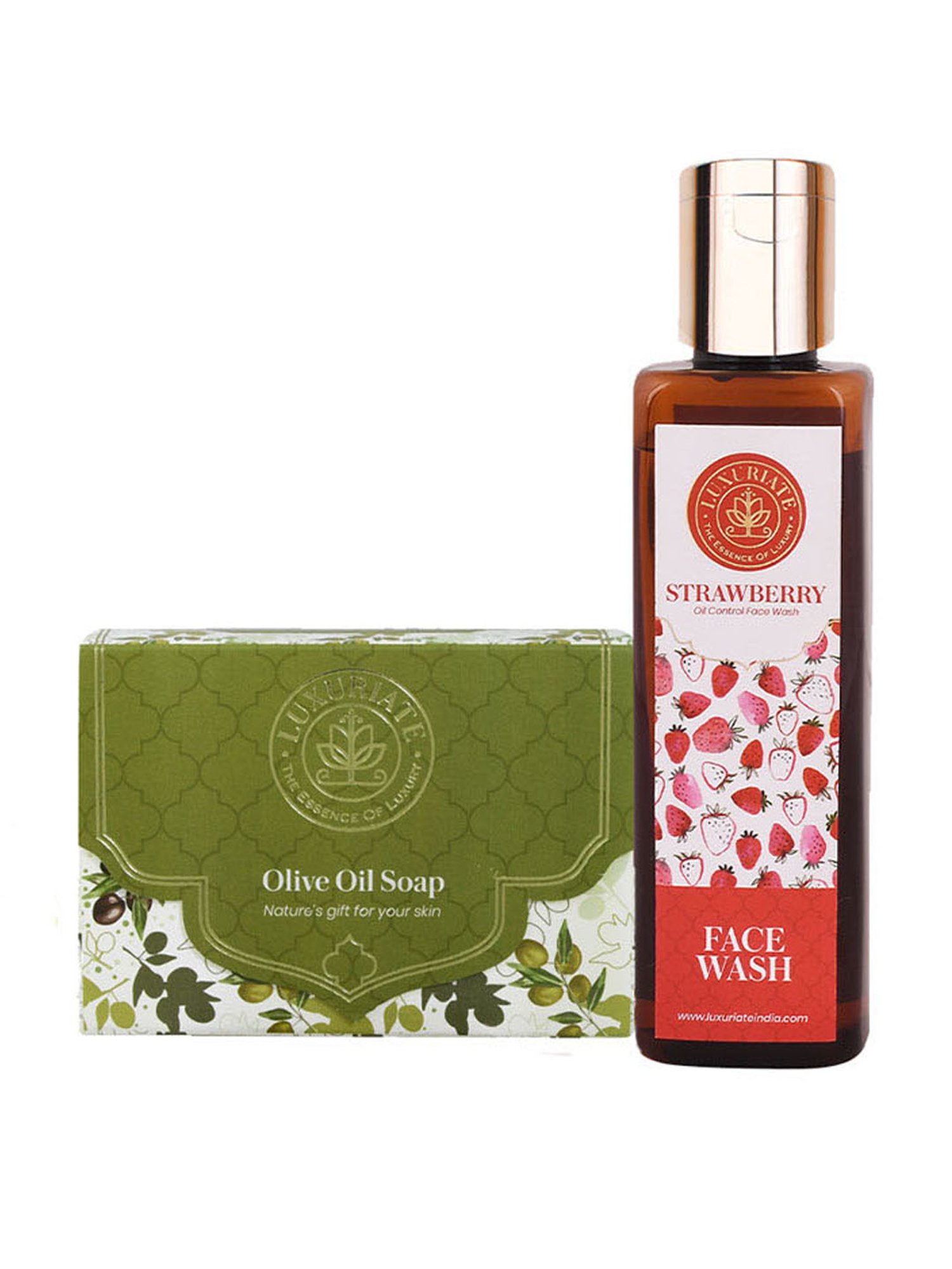 Luxuriate Olive Oil Soap and Strawberry Face Wash Cleanser Combo