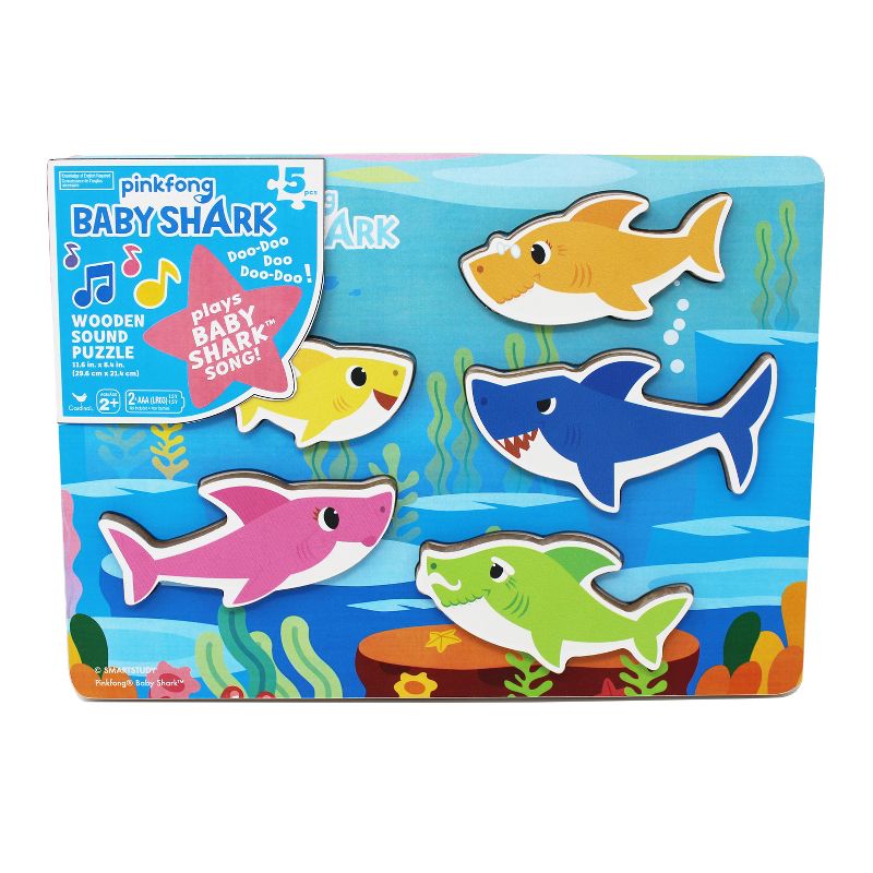 Cardinal Pinkfong Baby Shark Chunky Wooden Sound Puzzle 5pc
