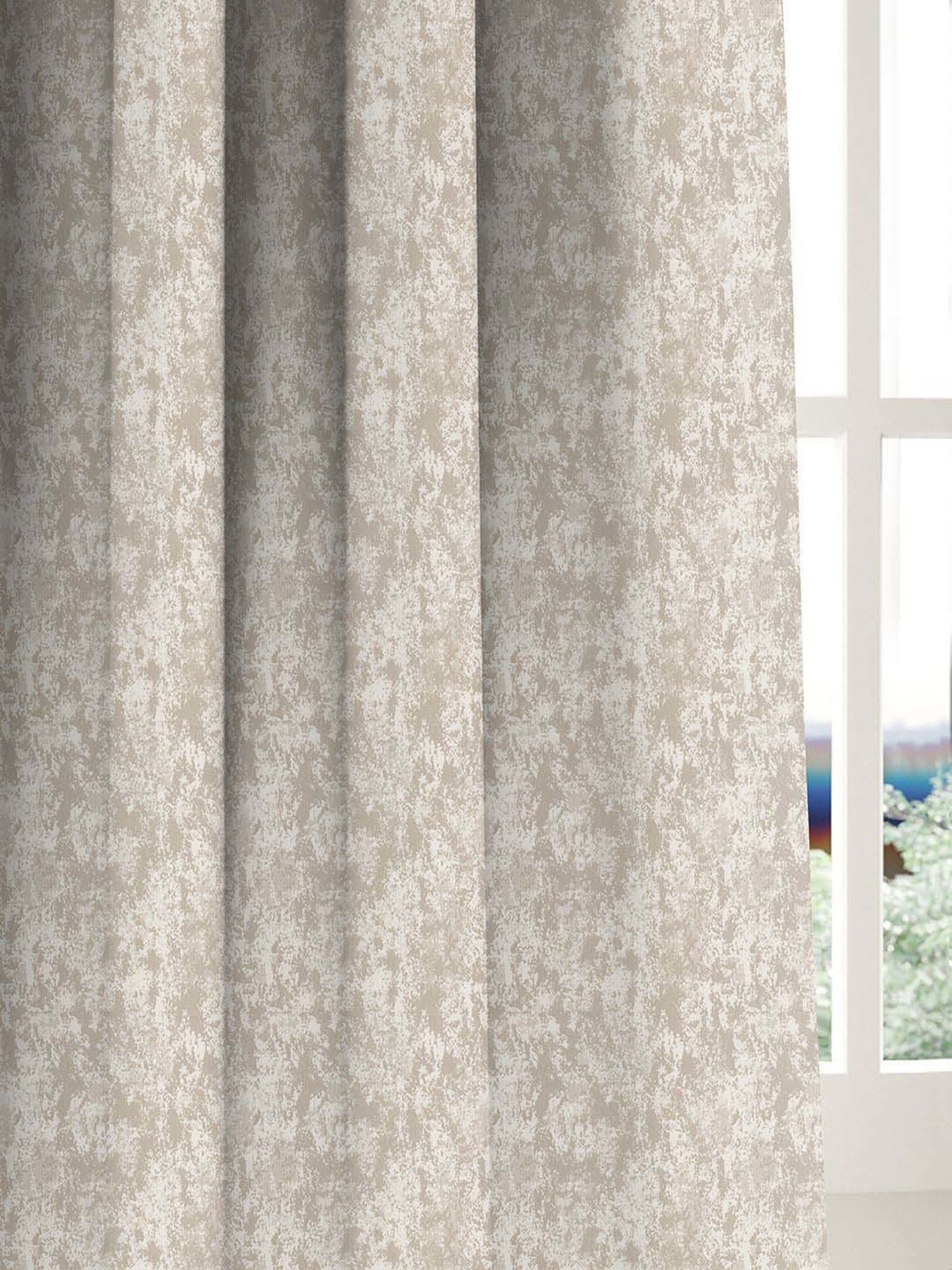 Swayam Cream & Blue Printed Faux Silk Door Curtains - Set of 2