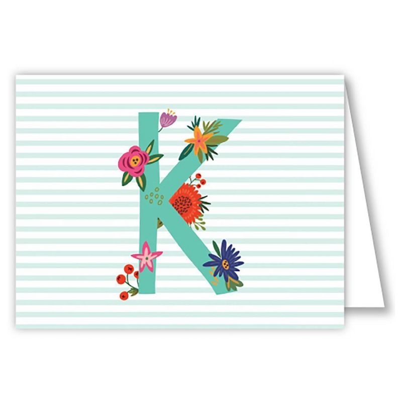 Folded Notes - Vintage Floral Monogram - K