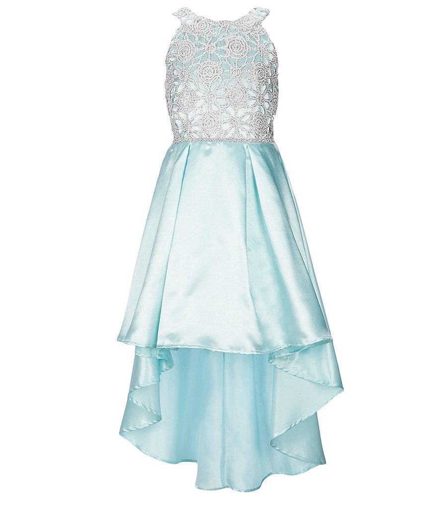 Honey and Rosie Big Girls 7-16 Sleeveless Ruffled Neck Scuba Skater Dress