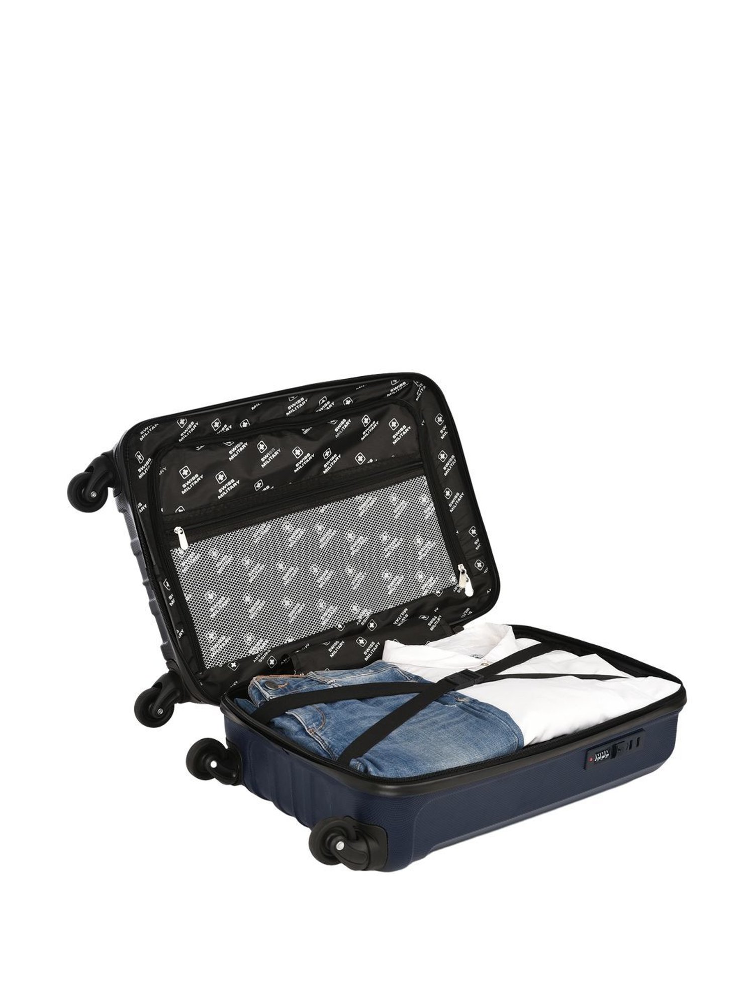 Swiss Military Blue 4 Wheels Small Carry-On Luggage