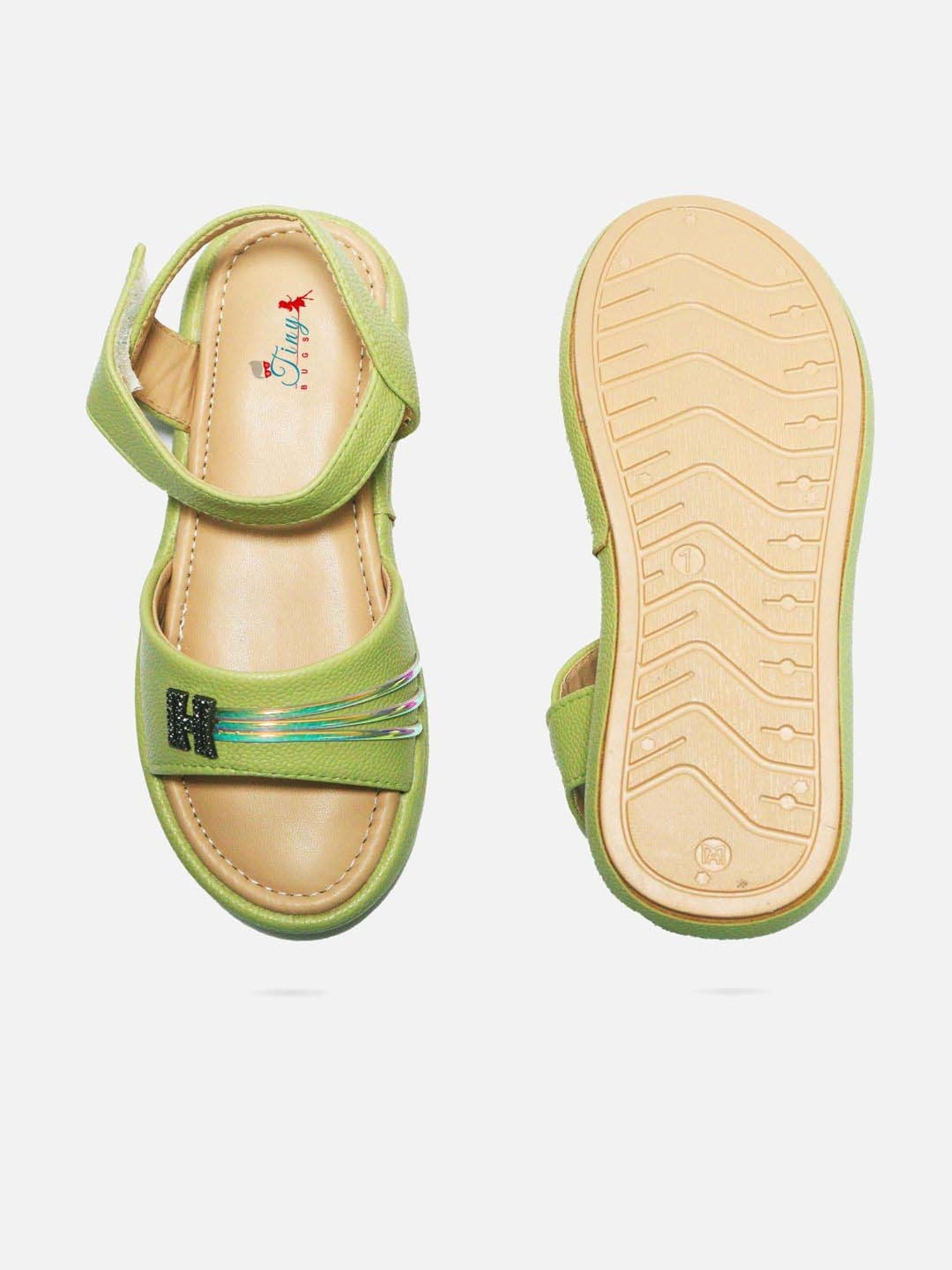 Tiny Bugs Girls Off White & Pink Party Wear Slip Ons