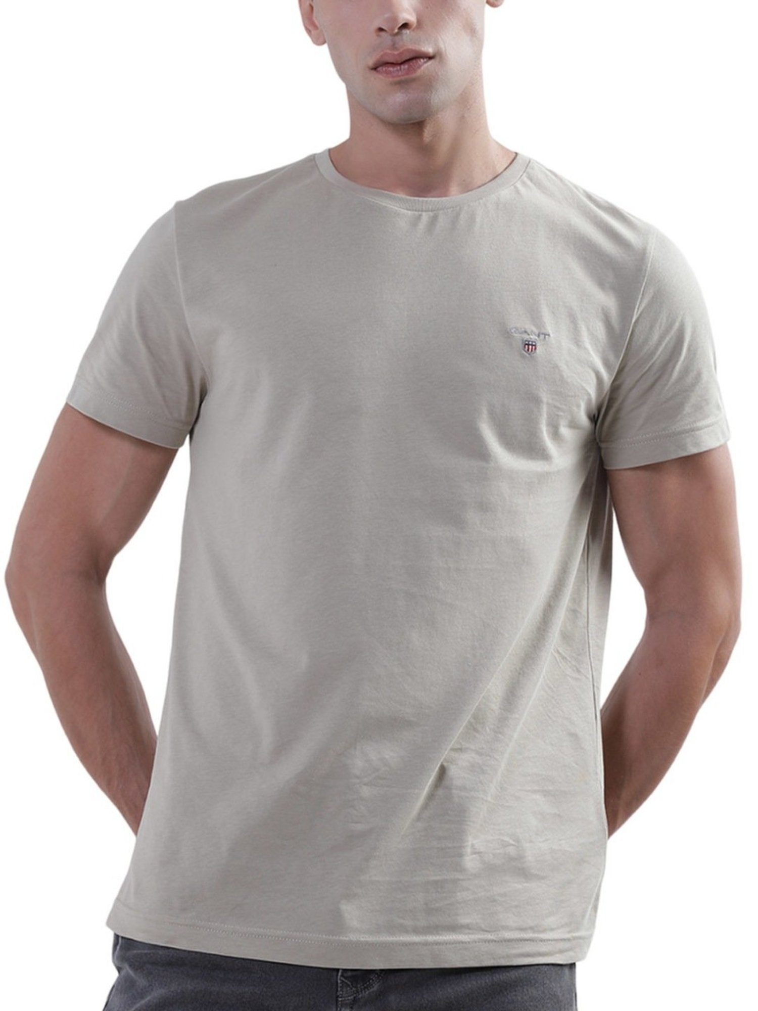 Gant Beige Cotton Regular Fit T-Shirt