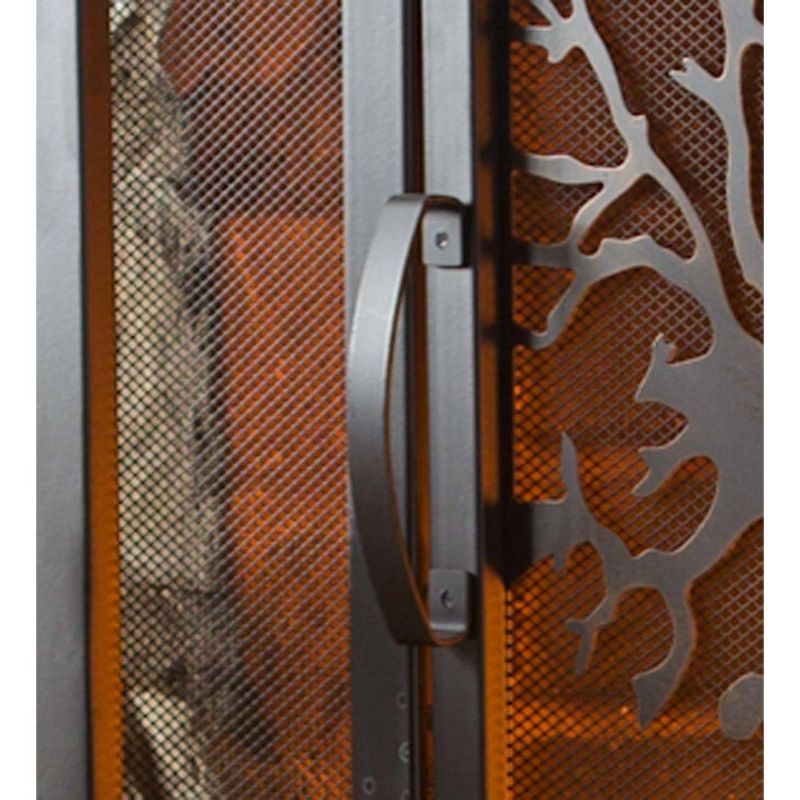 Plow & Hearth - Small Tree of Life Metal Fireplace Fire Screen with Door