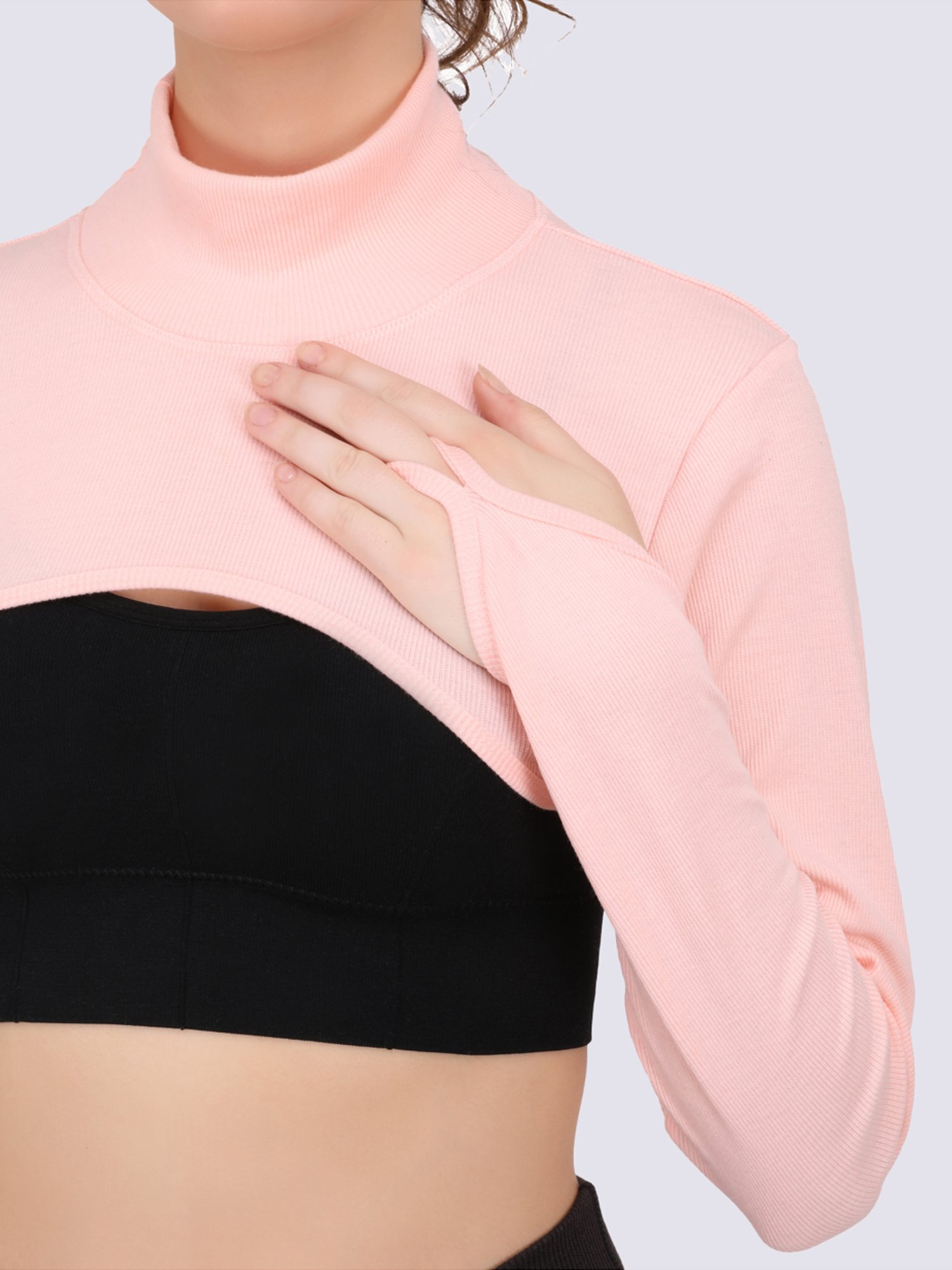 EVERDION Peach Cotton Sports Crop Top