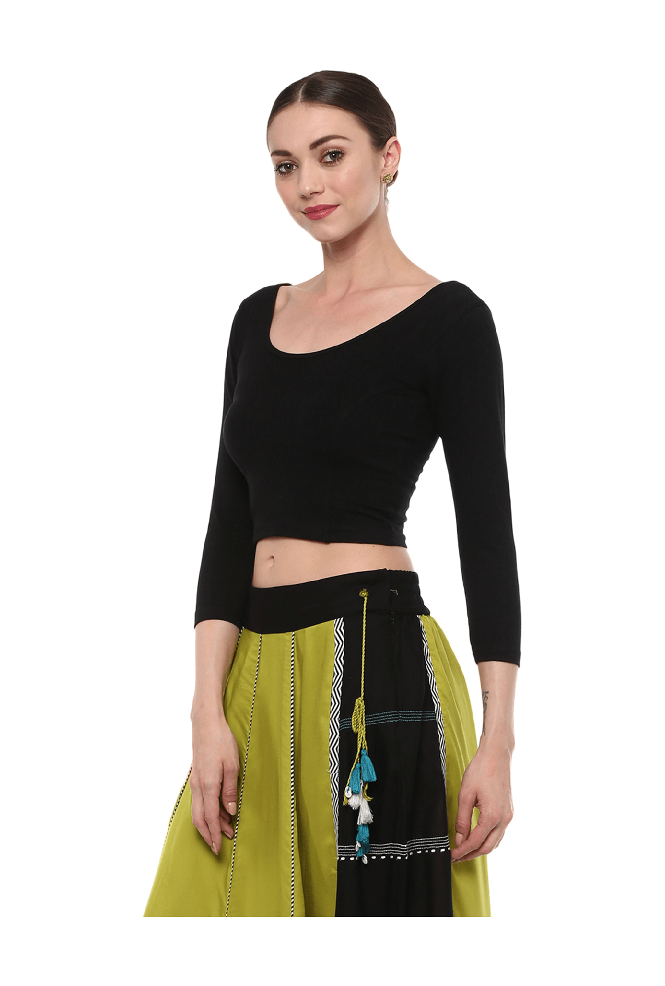 Salwar Studio Black Round Neck Blouse