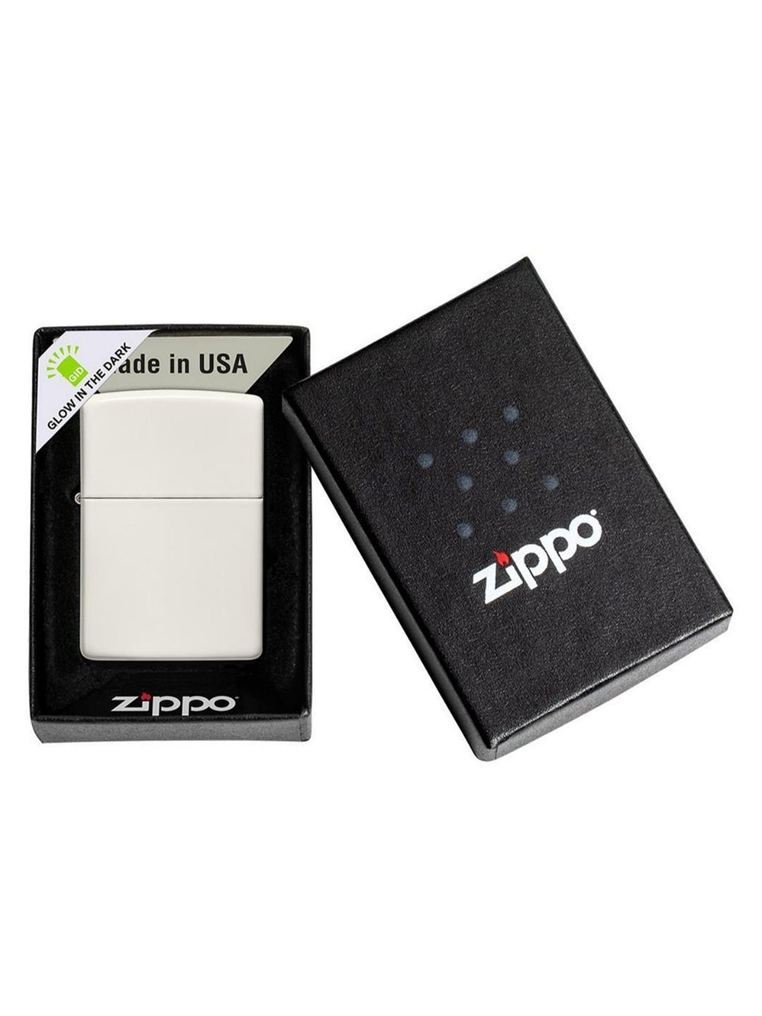 Zippo Matte Silver Classic Glow In The Dark Brass Pocket Lighter