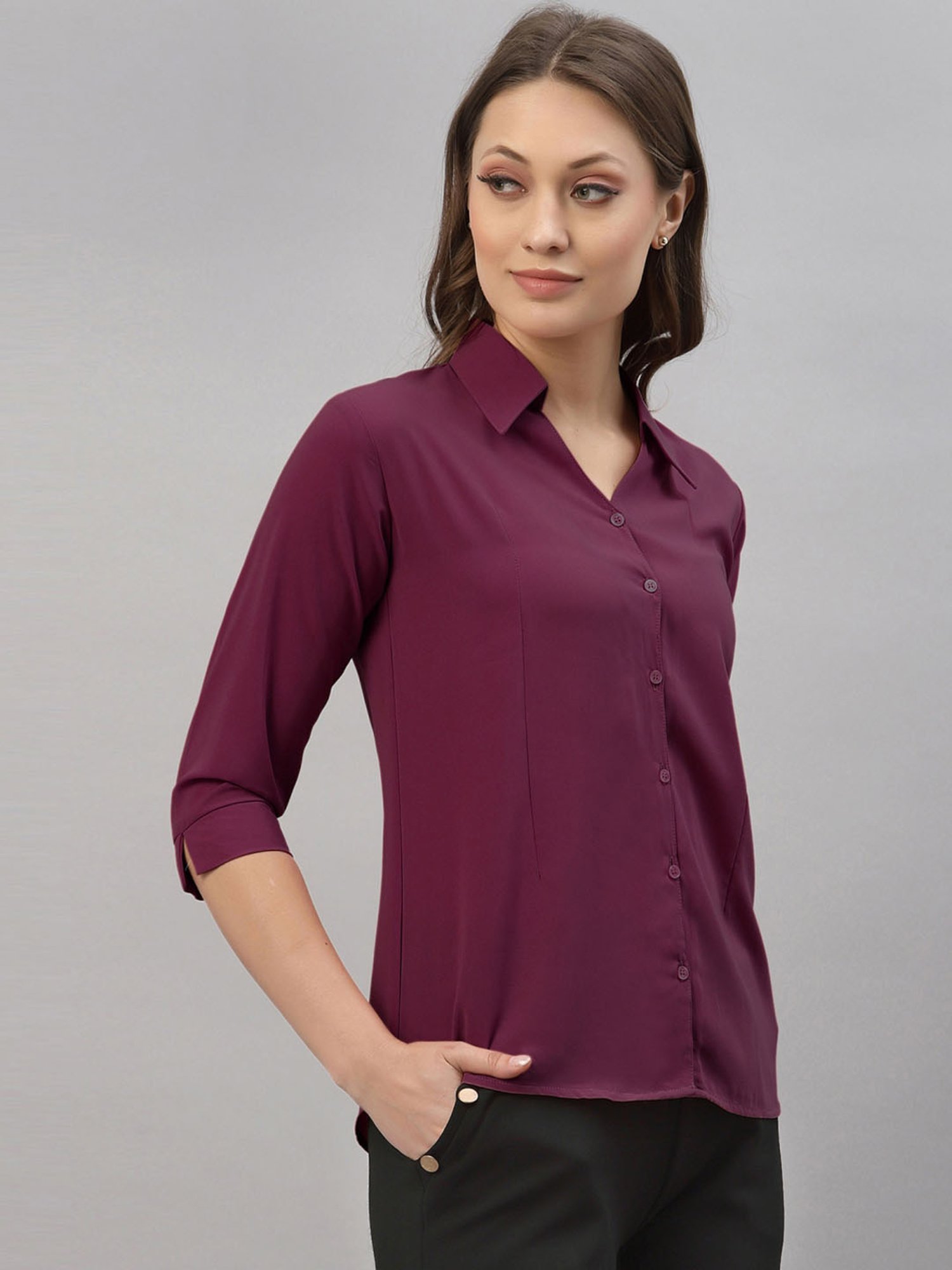 SELVIA Wine Regular Fit Formal Shirt