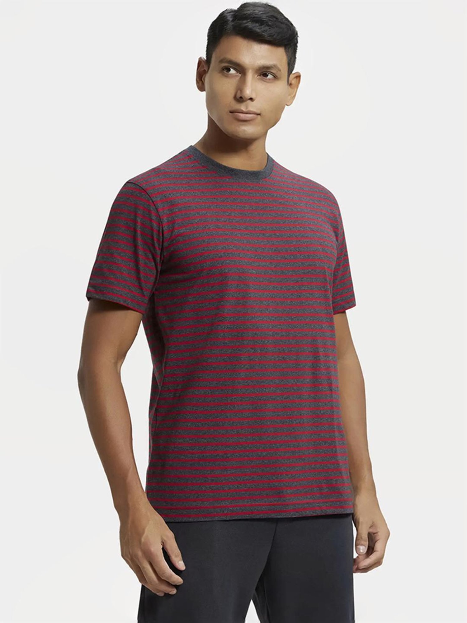 Jockey 2715 Men's Super Combed Cotton Rich Striped Round Neck Half Sleeve T-Shirt
