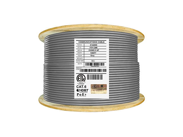 Elite Cat6 Shielded Riser (CMR), 1000ft, 550MHz, 23AWG, F/UTP, Solid Bare Copper, UL Certified, UL-LP Certification, Bulk Ethernet Cable Reel, Blue