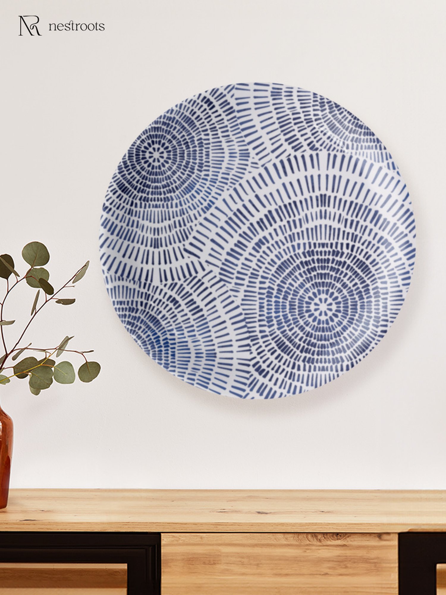 Nestroots Tranquil Tide Blue & White Porcelain&iquest;Decorative Wall Plate