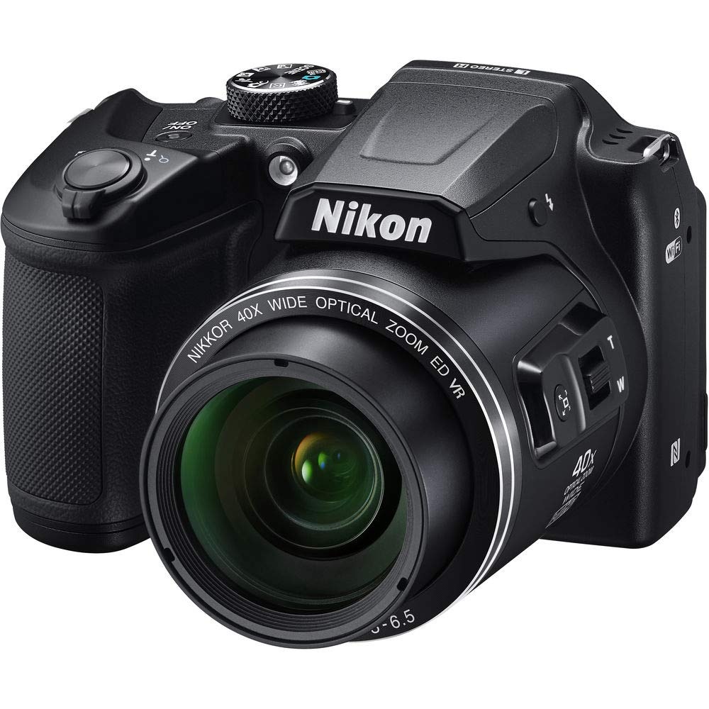 Nikon COOLPIX B500 Digital Camera (Black)(Intl Model) 16MP 40x Optical Zoom with Built-in NFC, WiFi & Bluetooth + Camera Case + Flexible Tripod + Card Reader