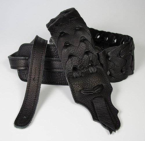 franklin strap hand linked glove leather guitar strap 3'', black