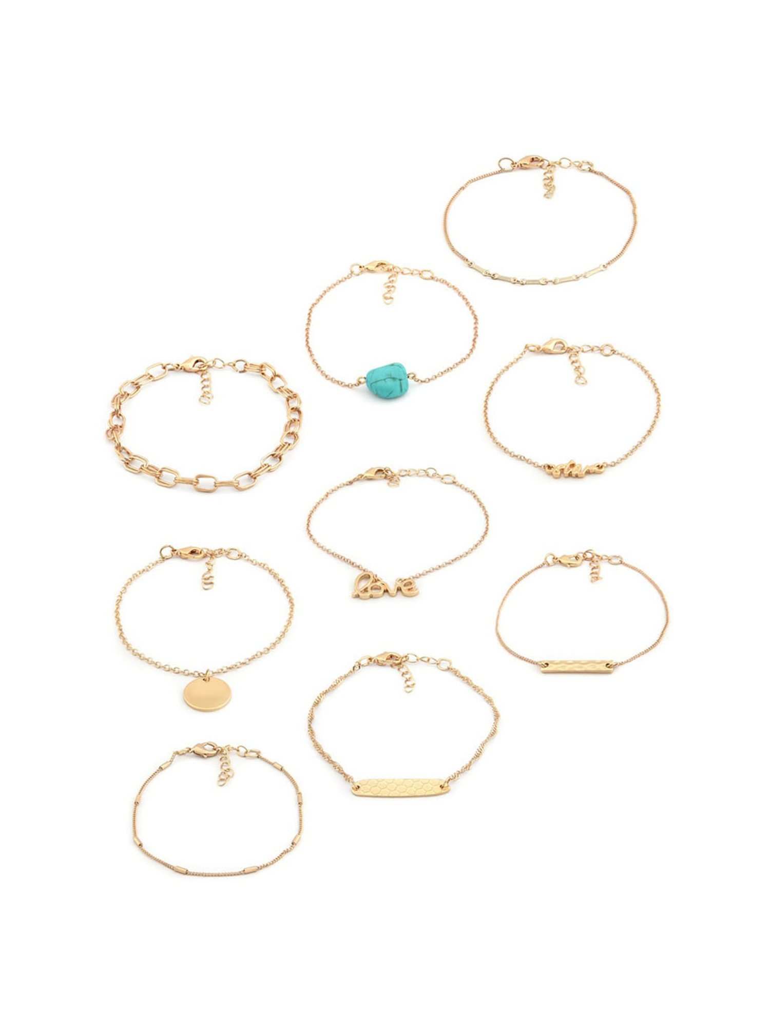 Zaveri Pearls Gold Tone Set of 9 Contemporary Stackable Bracelets-ZPFK11514