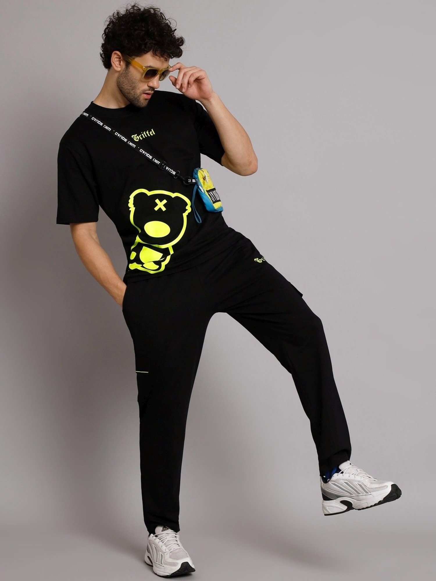 Griffel Black Cotton Loose Fit Printed Co-Ord Set