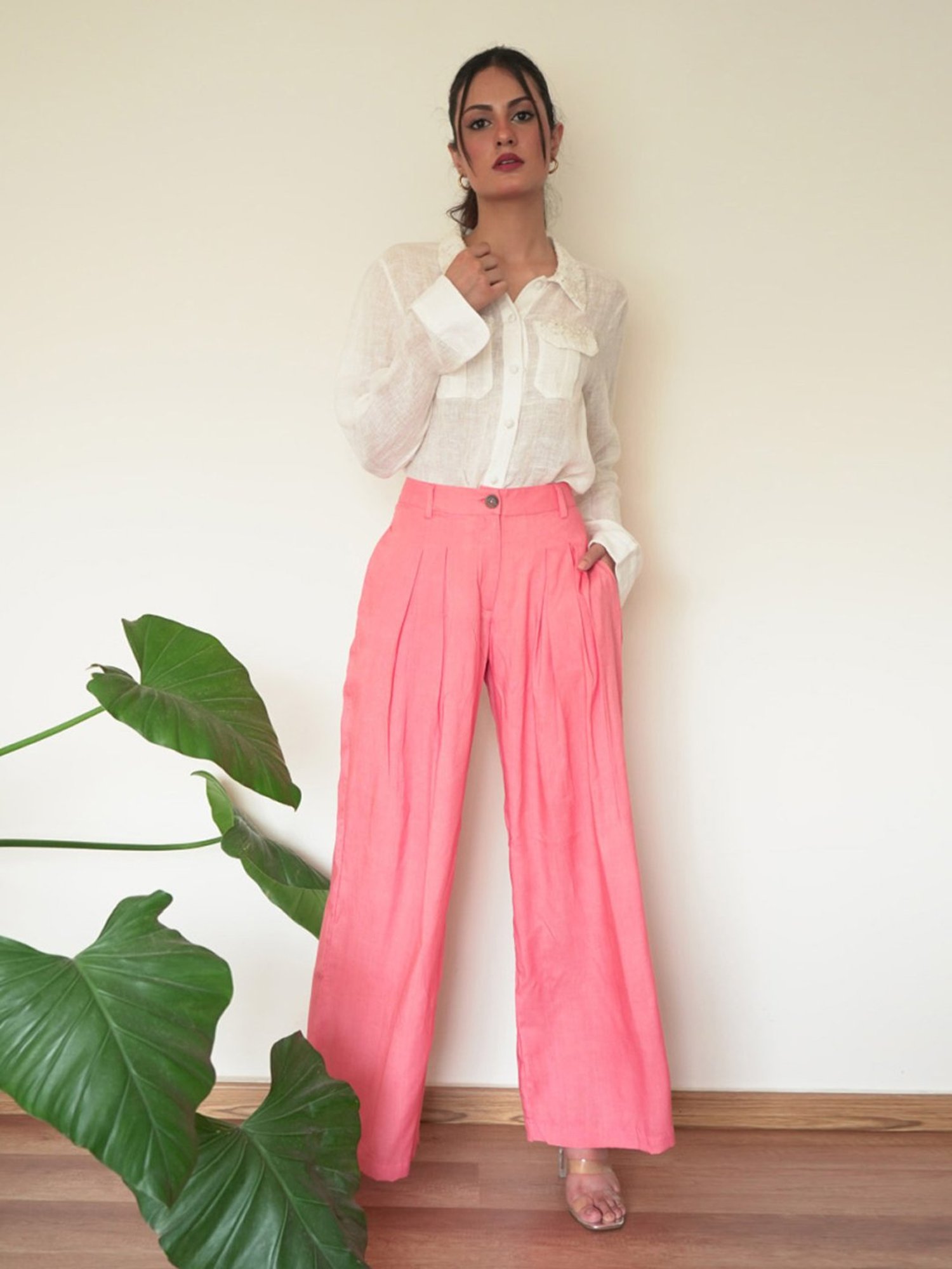 Seesa Coral Pink Capsule Marilyn Wide-Legged Trousers