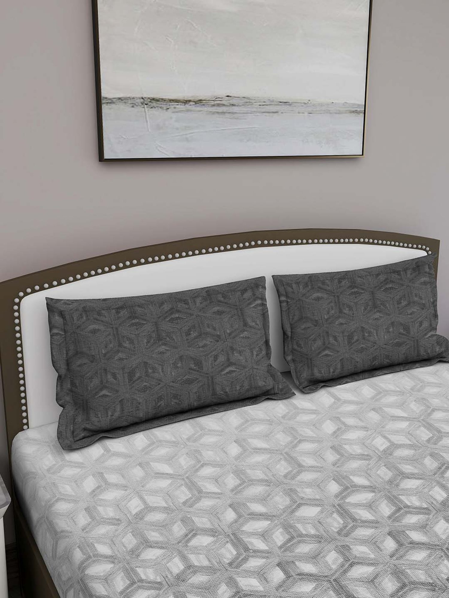 GM Charcoal Grey 100% Cotton 180 TC Queen Bedsheet Set