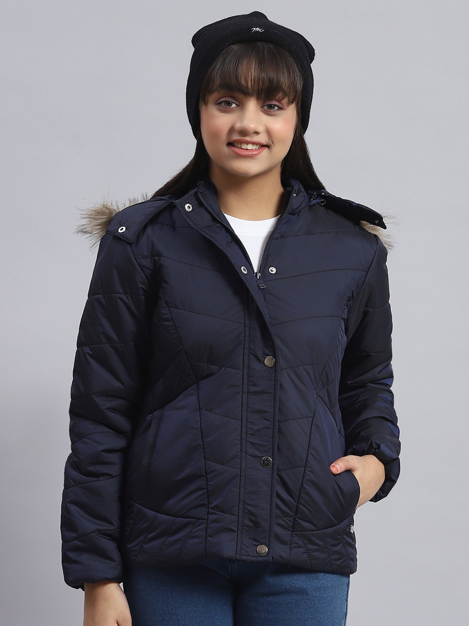 Monte Carlo Kids Navy Solid Full Sleeves Jacket