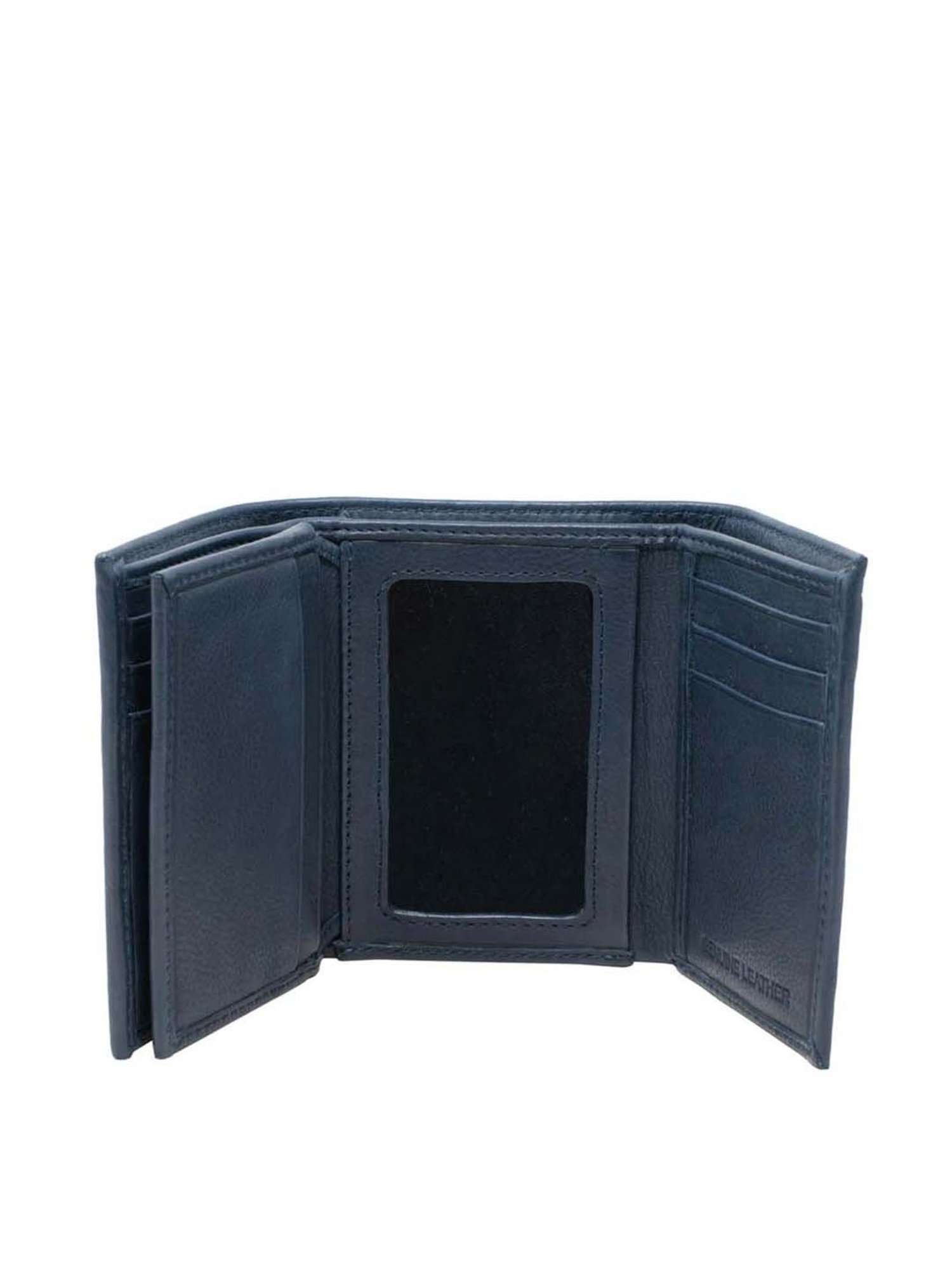 Tohl Blue Casual Leather Tri-Fold Wallet for Men