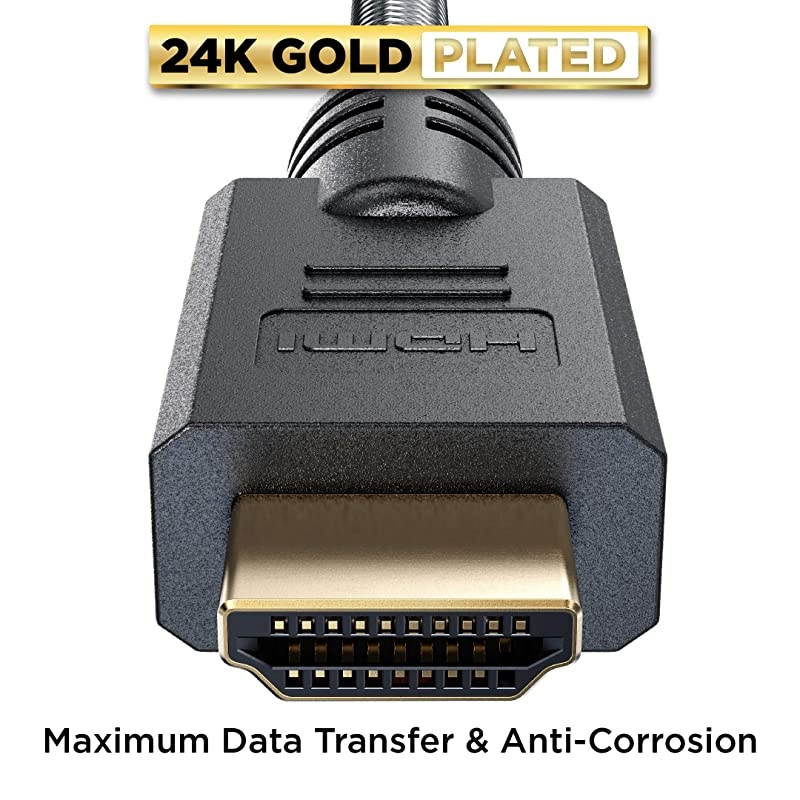 4K HDMI Cable 50 ft | High Speed Braided Nylon Gold Connectors 4K 60Hz Ultra HD 2K 1080P Dolby ARC Compatible | for Laptop Monitor PS5 PS4 Xbox One Fire TV Apple TV More
