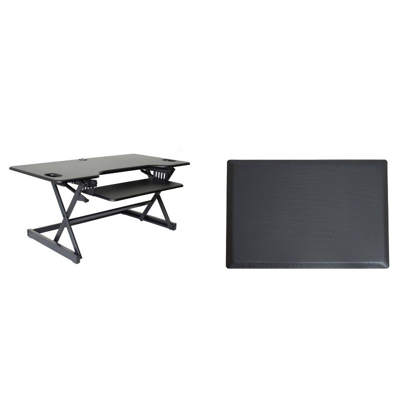 46" Adjustable Desk Riser with Medium Energizing Mat Black - Rocelco