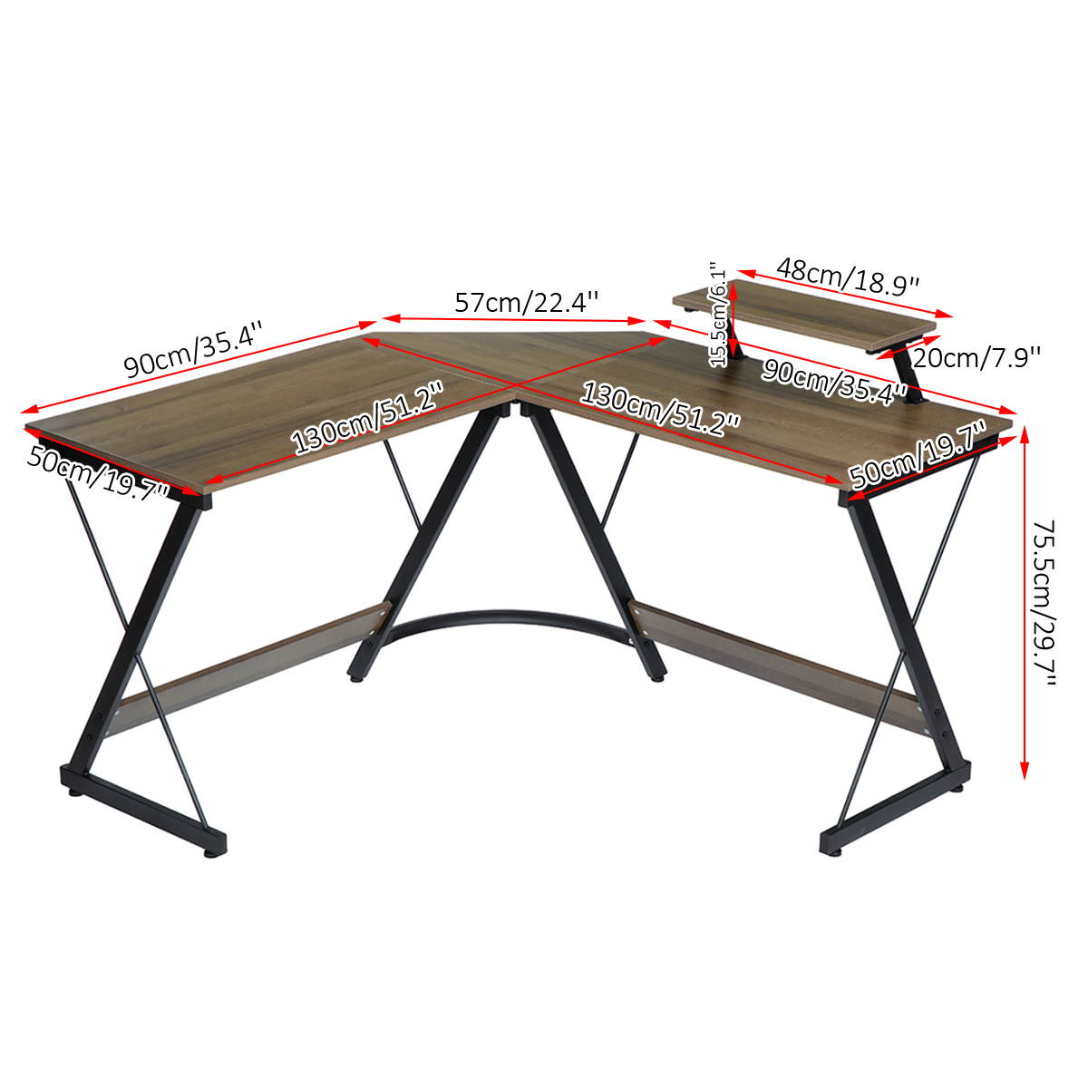 51" L-Shaped Desk Computer Corner Home Gaming Office Writing Study Table Workstation