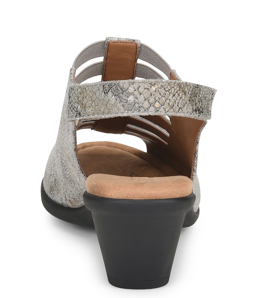 Comfortiva Faye Snake Print Leather Slingback Sandals