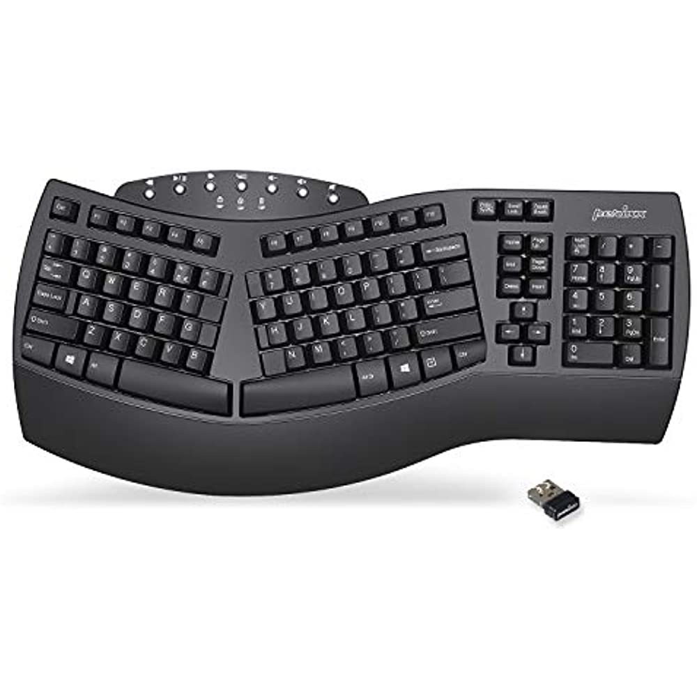 Perixx PERIBOARD-612 Wireless Ergonomic Split Keyboard with Dual Mode 2.4G and Bluetooth Feature, Compatible with Windows 10 and Mac OS X System, Black