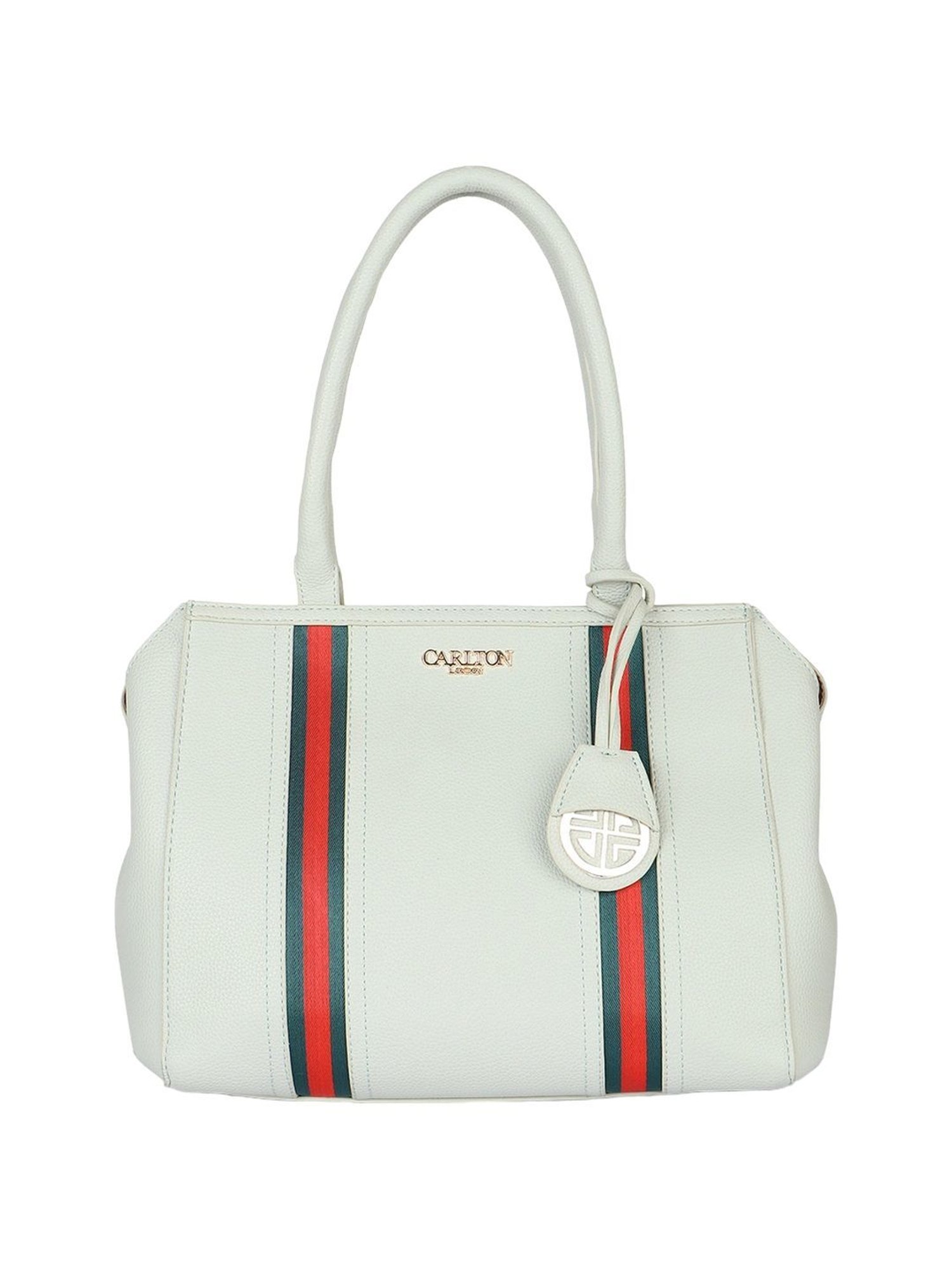 Carlton London Mint Green Striped Medium Shoulder Handbag