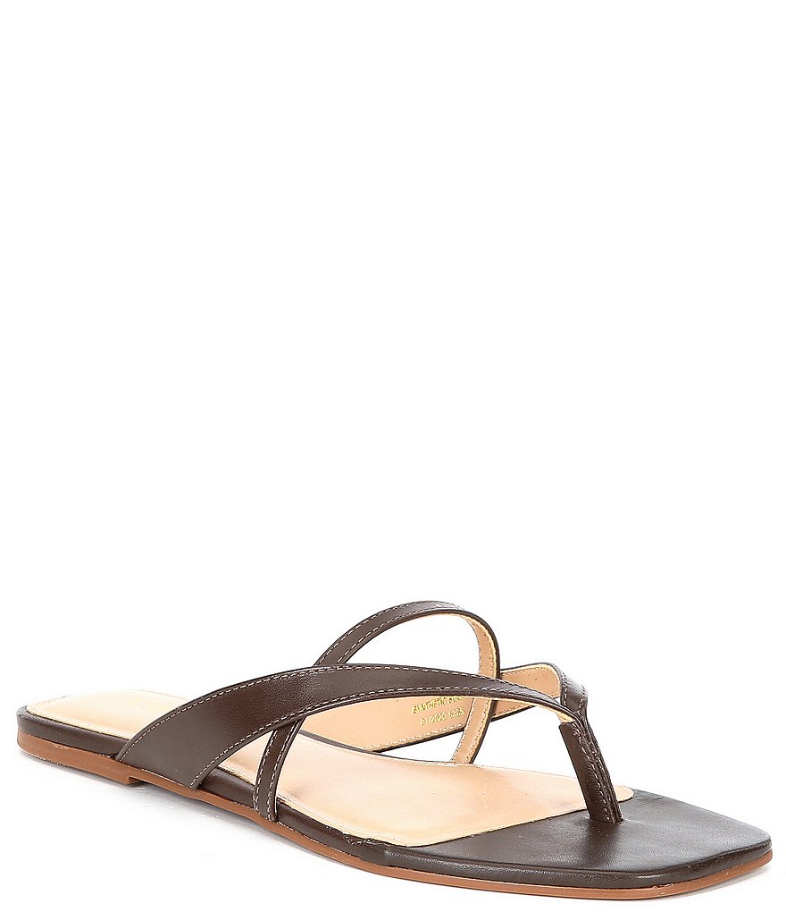 Carvela Grand Leather Square Toe Thong Sandals