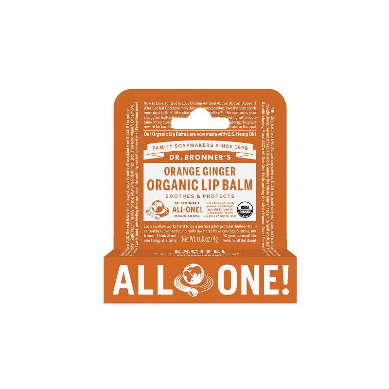 Dr. Bronner's Organic Lip Balm - Orange Ginger - 0.15oz