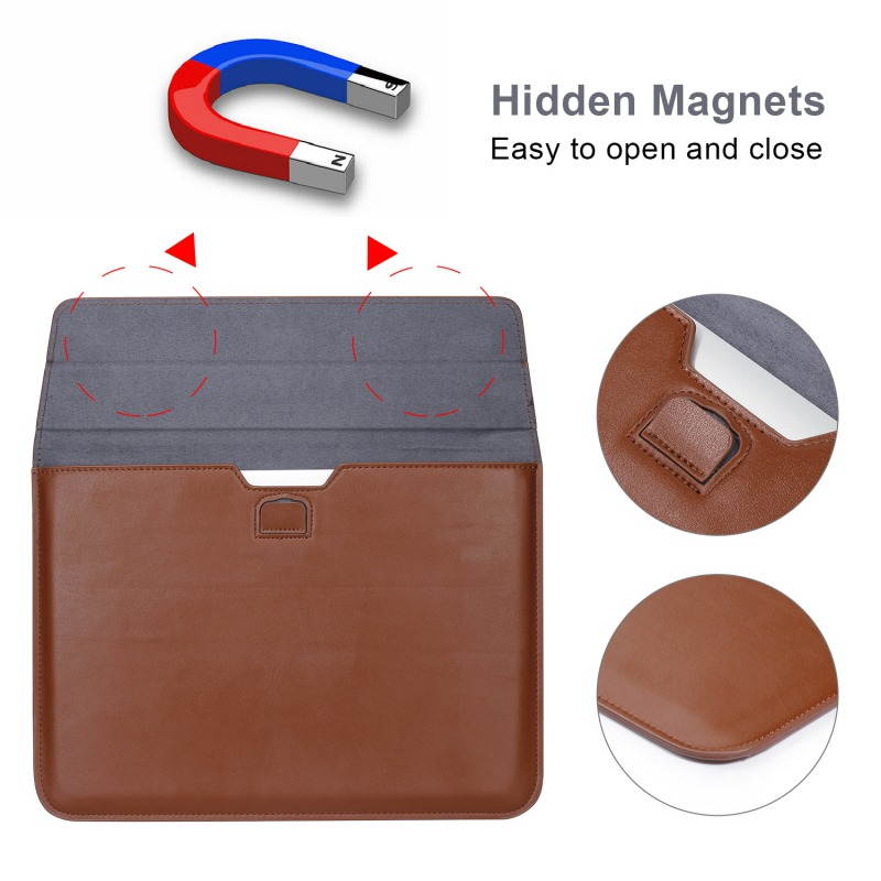 For MacBook 12"/ 11.6"/13.3"/15.4"  PU Leather Laptop Sleeve Case With Stand Function For MacBook Samsung Chromebook HP Acer Lenovo