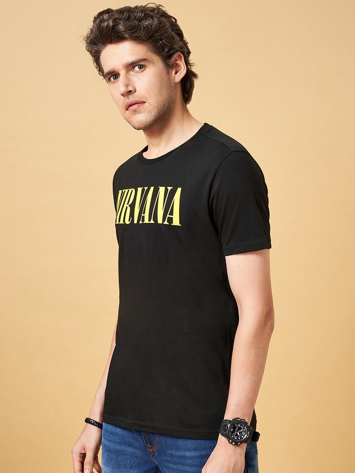 SF Jeans by Pantaloons Jet Set Cotton Slim Fit Printed T-Shirt