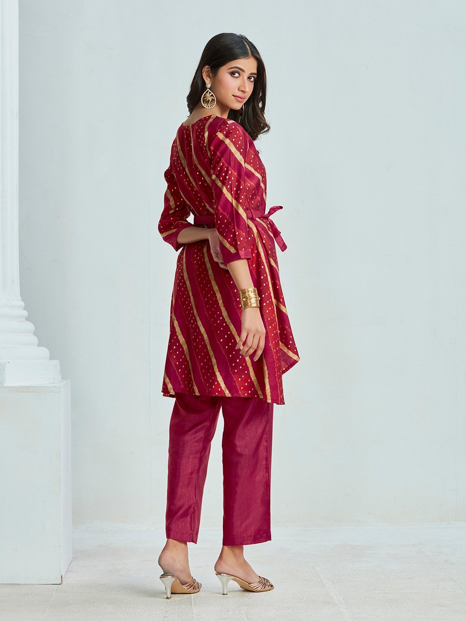 Anubhutee Maroon Printed Kurti Pant Set