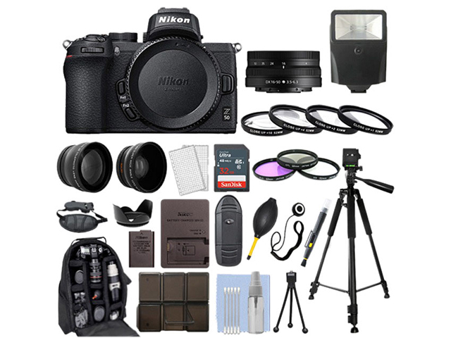 Nikon Z50 Mirrorless Camera Body + 16-50mm Z VR Lens + 30 Piece Accessory Bundle