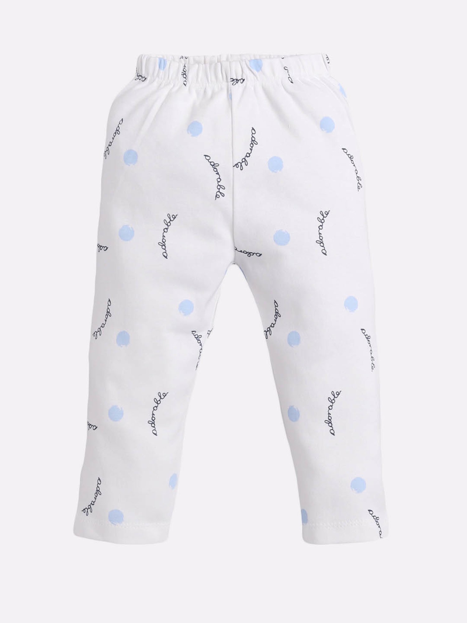 Baby Go Girls White & Blue Printed Top with Pyjamas