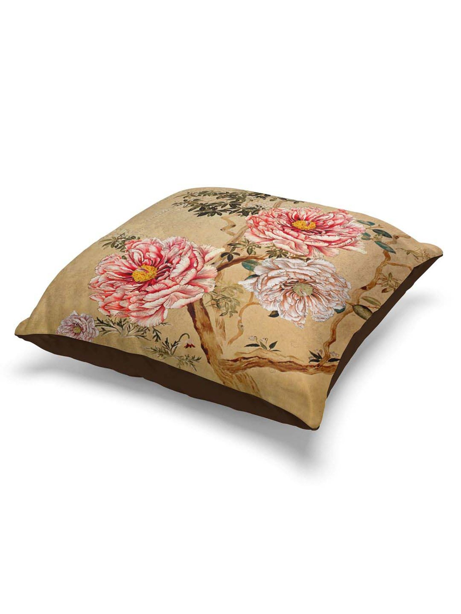 Bianca Ruyal Beige & Pink Microfibre Medium Cushion Cover - Set of 2