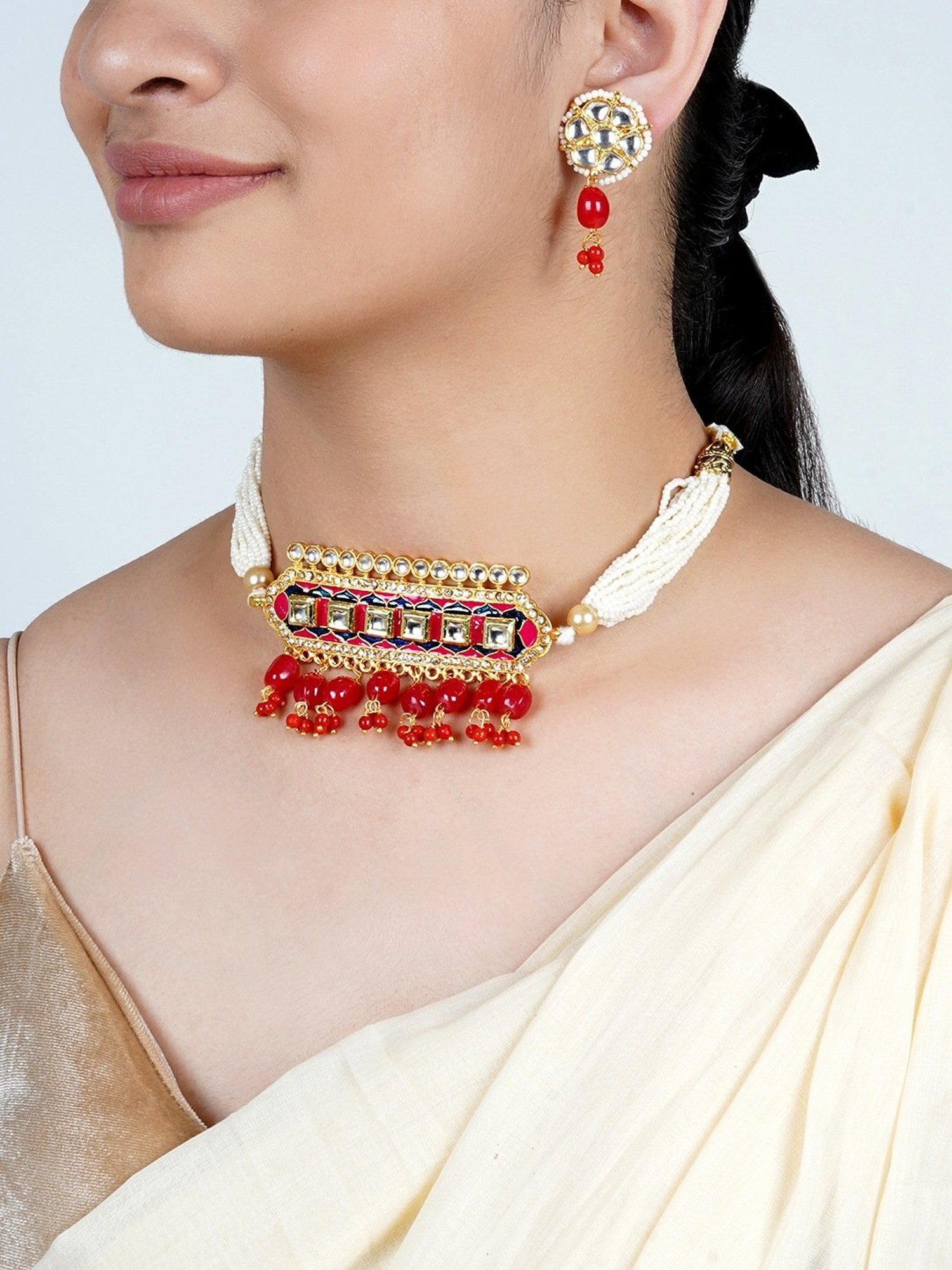 Teejh Akruti Pink Necklace & Earring Set