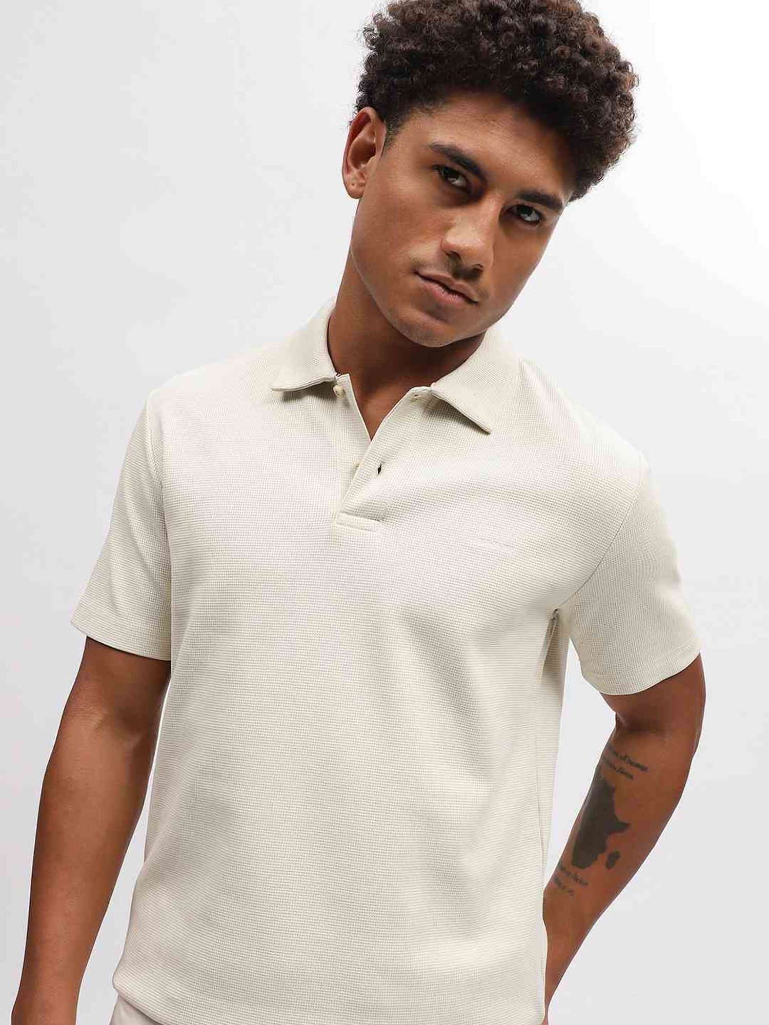 GANT Solid Polo Neck Regular Fit T-Shirt