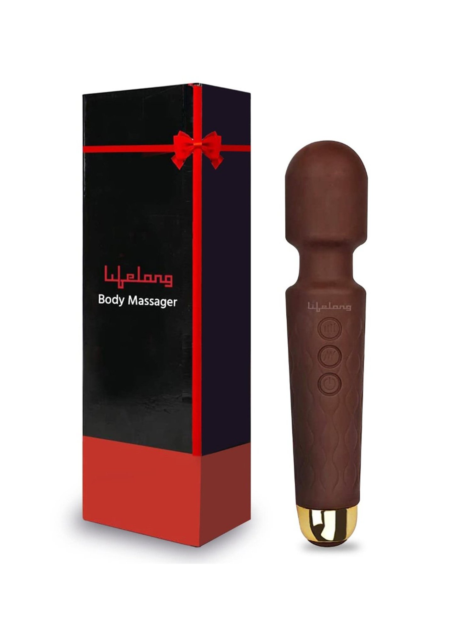 Lifelong LLM414 Rechargeable Wireless Body Massager Machine with 20 Vibration Modes (Brown)