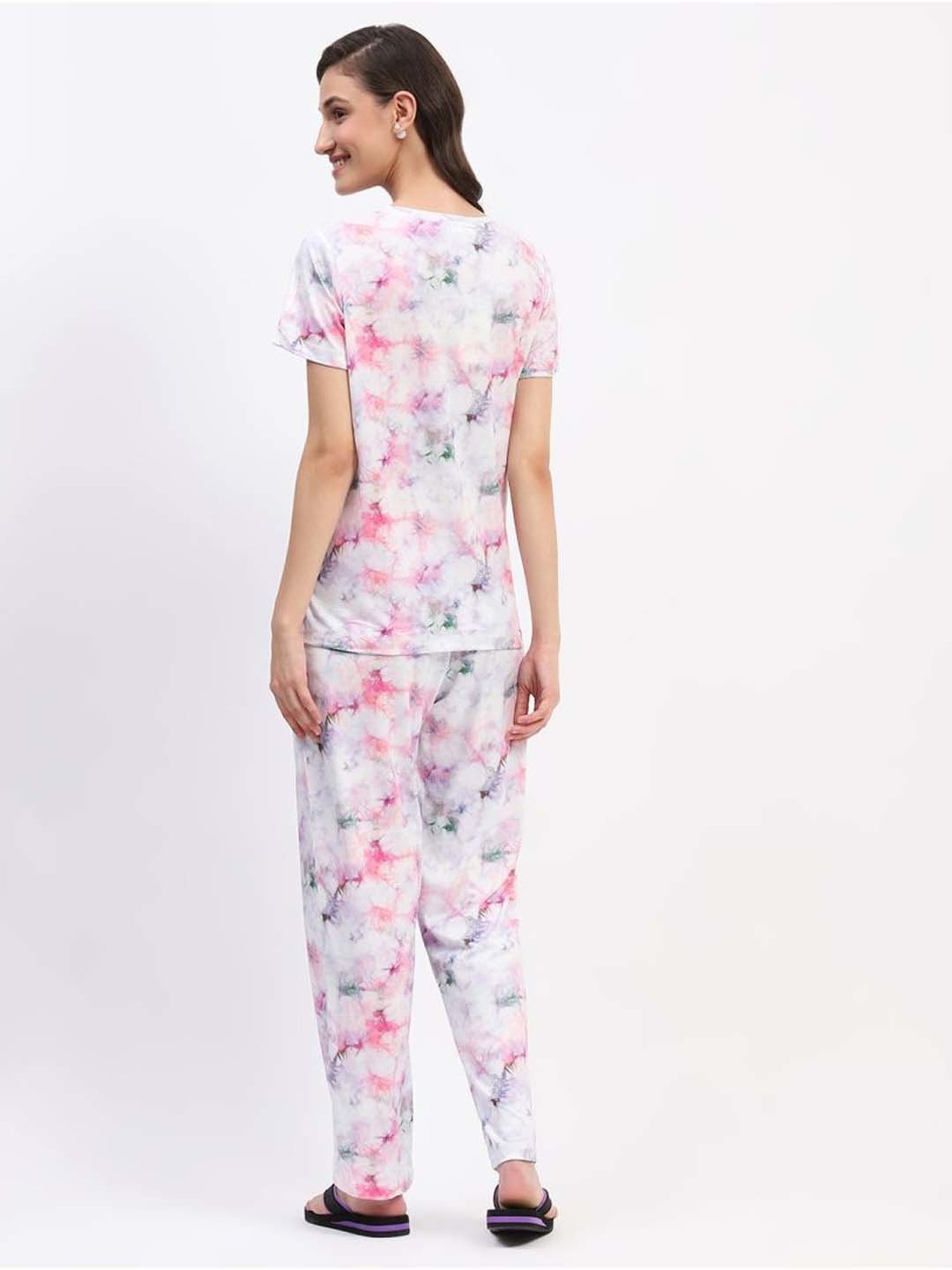 MADAME M Secret Pink Printed T-Shirt Pyjamas Set