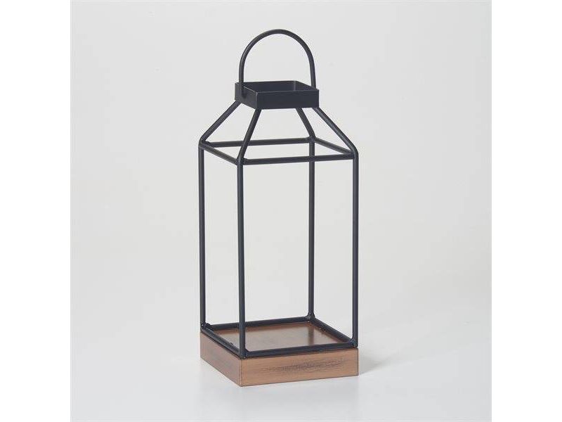 10" Mallory Metal Outdoor Lantern with No Glass Black - Smart Living