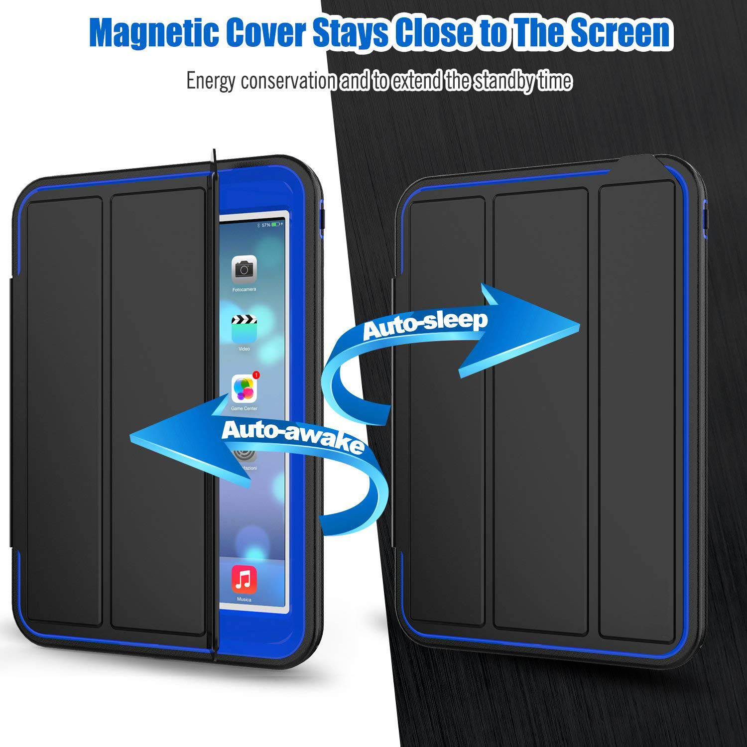 Werleo iPad Mini 1 2 3 Case Three Layer Shock Proof Protective Case for Kids Adults Smart Cover Auto Sleep Wake & PU Leather Folio Stand Function iPad Mini 1st 2nd 3rd Generation